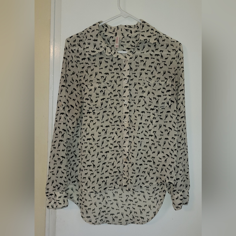 Black and Tan Animal Print Blouse